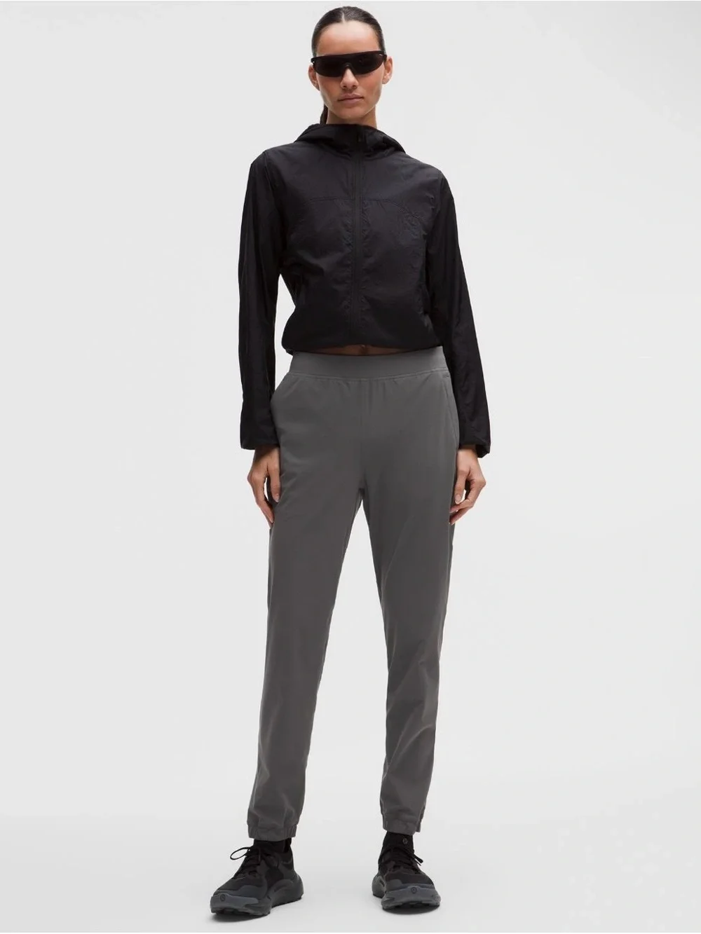 Lululemon Adapted State High-Rise Jogger Women Onyx Gray Ankle Zip Pants Size 6